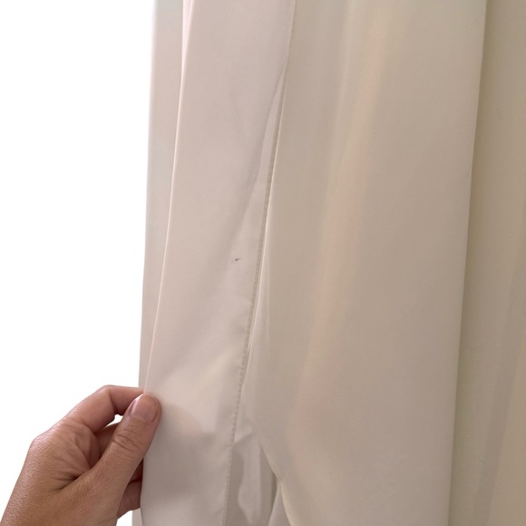 IEENA for Mac Duggal One Shoulder Hi-Low Draped Charmeuse White Dress Size 10 - Picture 7 of 16